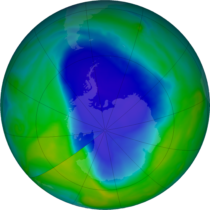 Antarctic ozone map for 01 December 2020